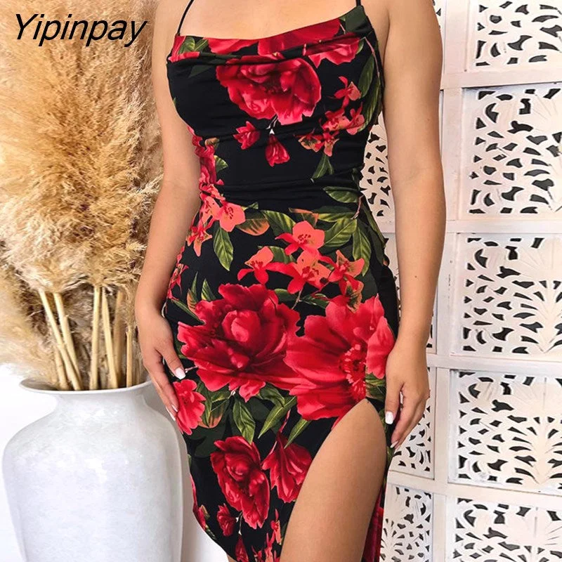 Yipinpay Women Chic Spaghetti Strap All Over Print Floral Swing Collar Silt Party Mini Dress Elegant Silk Mini Dress Yipinpay Women Chic Spaghetti Strap All Over Print Floral Swing Collar Silt Party Mini Dress Elegant Silk Mini Dress