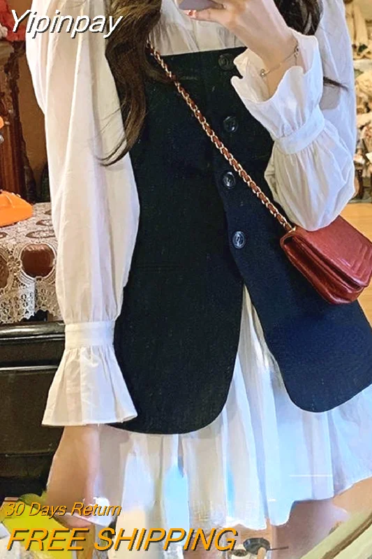 Yipinpay Mini Dress Women Casual Long Sleeve 2 Piece Dress Set Korean Fashion Party Lolita Dress Kawaii Clothing Chic 2023 Winter Elegant Lace Mini Dress Yipinpay Mini Dress Women Casual Long Sleeve 2 Piece Dress Set Korean Fashion Party Lolita Dress Kawaii Clothing Chic 2023 Winter Elegant Lace Mini Dress
