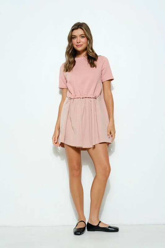 Sweatshirt Drawstring Mini Dress Trendy Crossover Mini Dress