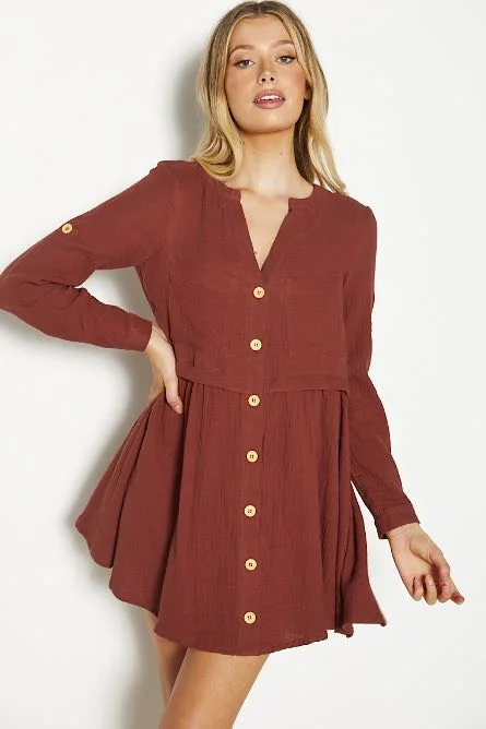Sonia Shirt Mini Dress - Chocolate Tunics Print Colorful