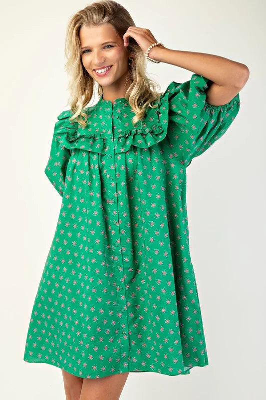 Picture Perfect Floral Puff Sleeve Mini Dress Trendy Tulle Mini Dress