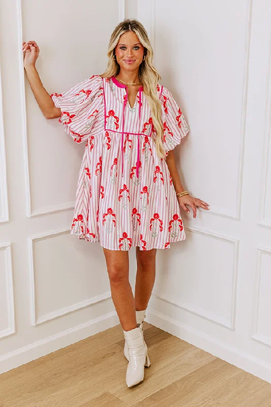 Modern Lines Floral Mini Dress Comfortable Zip-Up Mini Dress