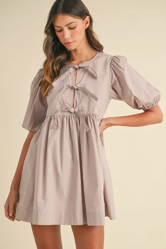 Poplin Bow Detail Mini Dress Stylish Summer Mini Dress