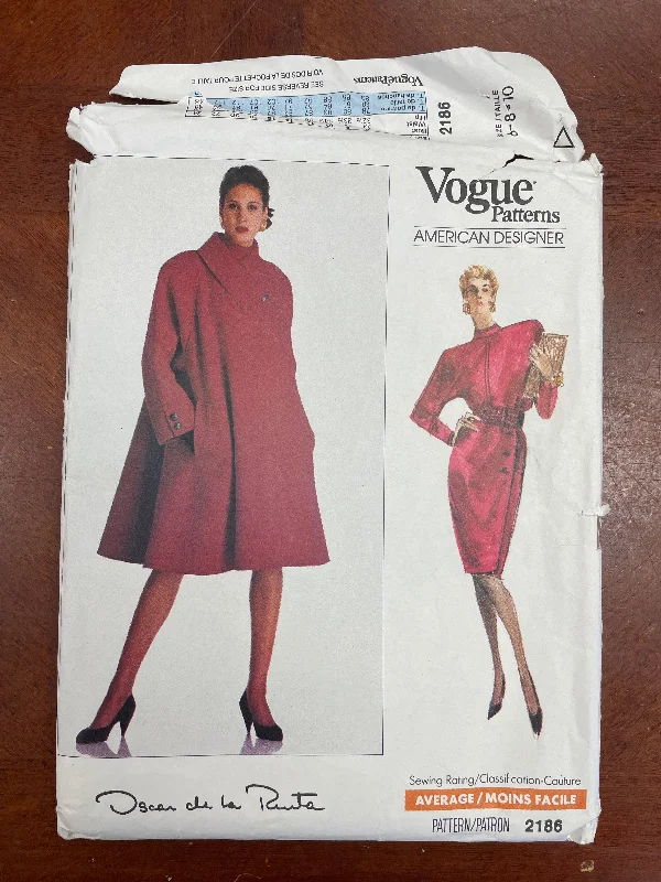 1988 Vogue 2186 Pattern - Coat, Top and Skirt FACTORY FOLDED Tie-Waist Belted Drawstring