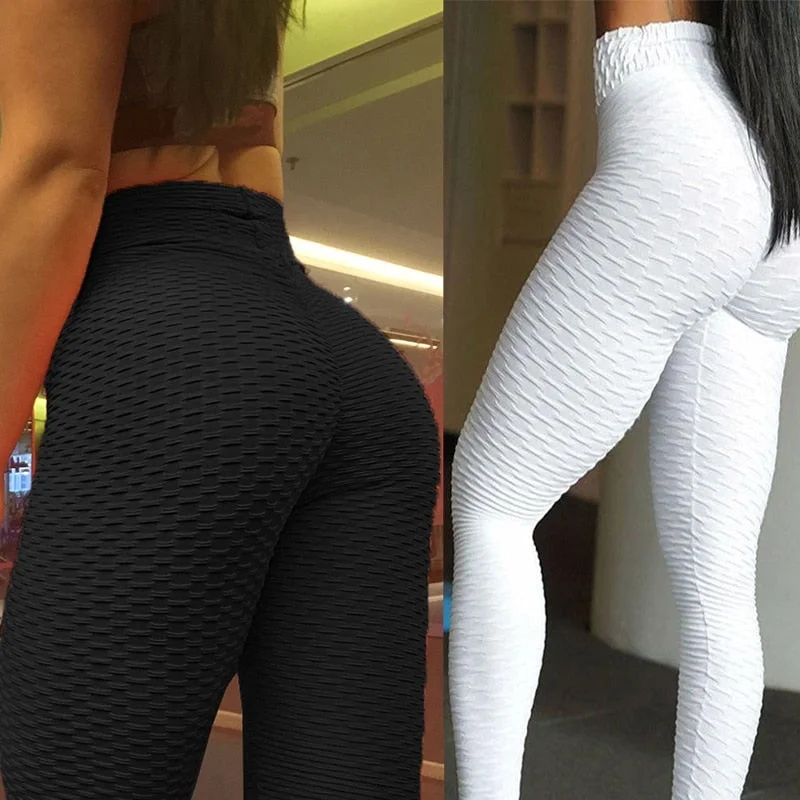 Women's Ankle Length High Waist Anti-Cellulite Sports Leggings with Scrunch Back Trendy High-Compression Leggings