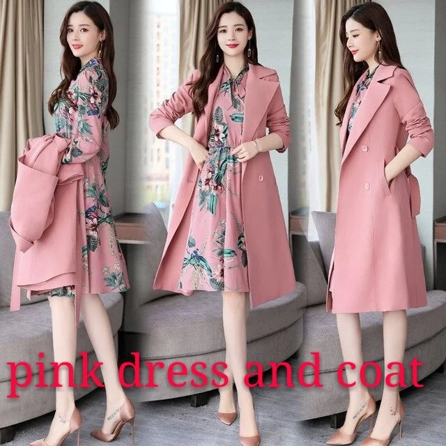 pink dress and coat