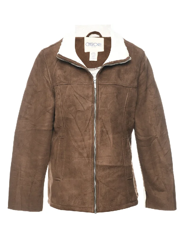 Cherokee Shearling Lining Midi Length Coat - M Crew Neck V-Neck Boat Neck