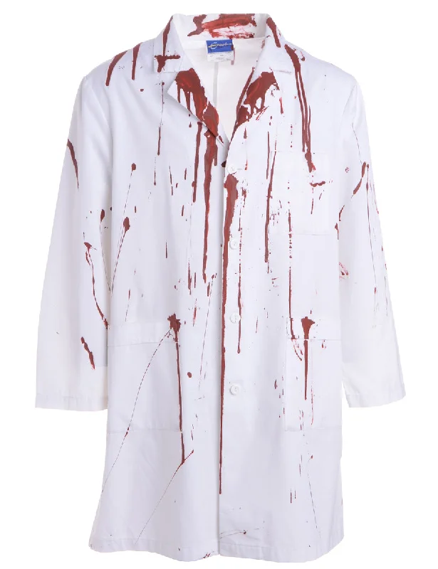 Reclaimed Bloody Halloween Doctors Coat Rayon Velvet Corduroy
