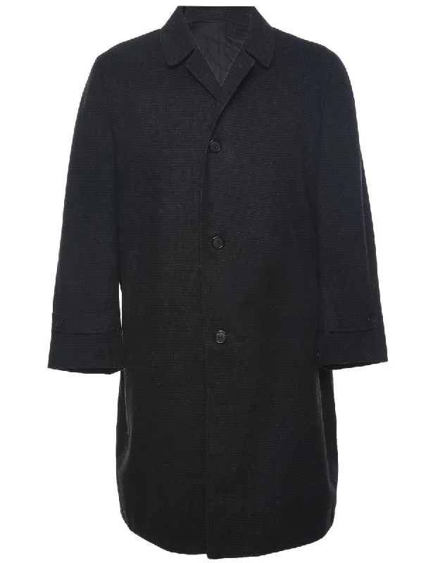 Single Breasted Wool Coat - M Buttoned Toggled Snapped