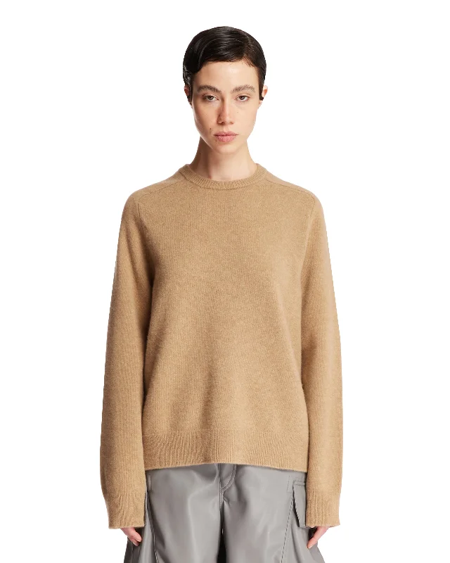 Pullover Girocollo Beige Slim Sleeve Pullover