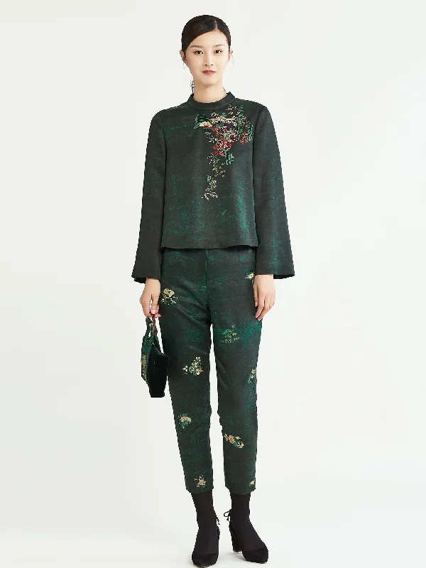 Painted Cotton Blend Jersey Trousers Trousers Pleated Formal