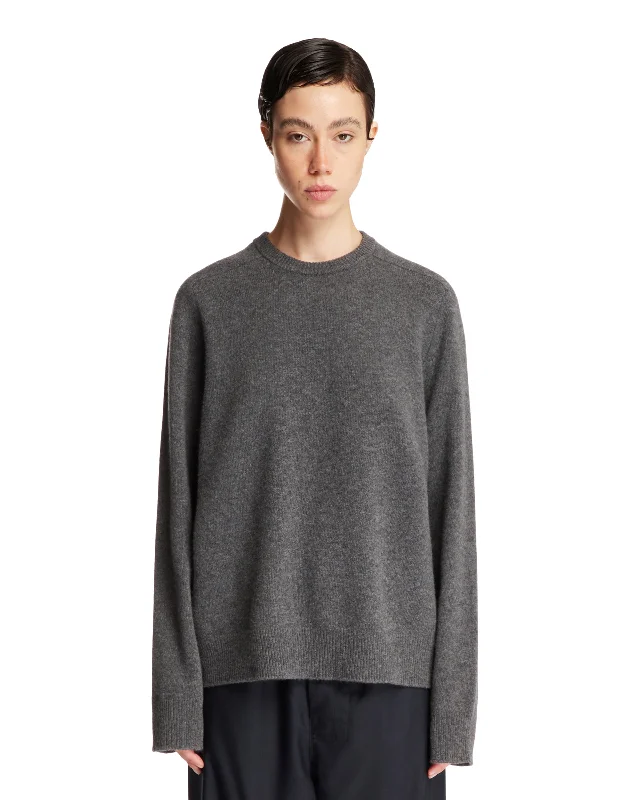 Pullover Girocollo Grigio Three Quarter Sleeve