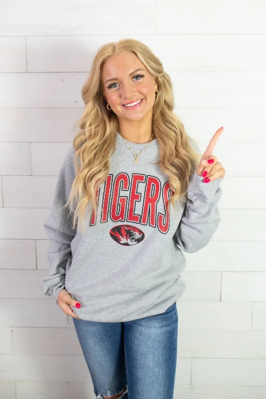 Tigers Sweatshirt-Heather Grey Graphic Hoodie Design Print