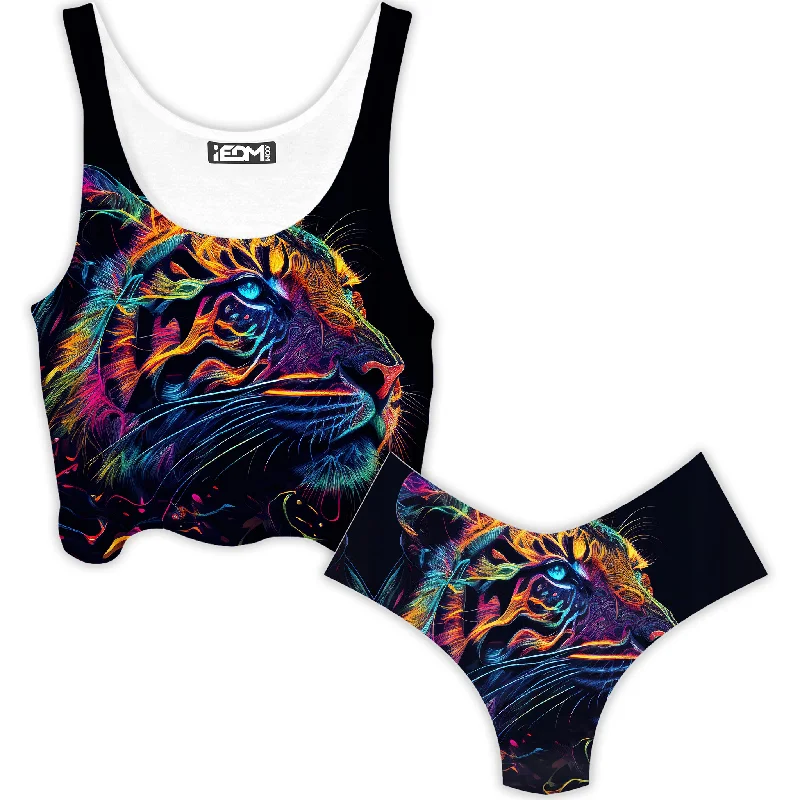 Tigre Realm Crop Top and Booty Shorts Combo Front Pockets Side Pockets Patch Pockets