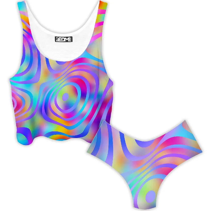 Cali Dreaming Crop Top and Booty Shorts Combo Print Jacquard Patchwork