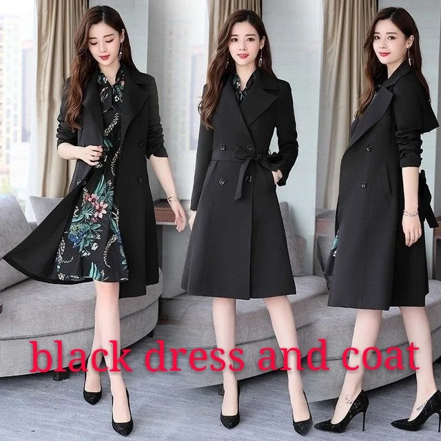 black dress and coat