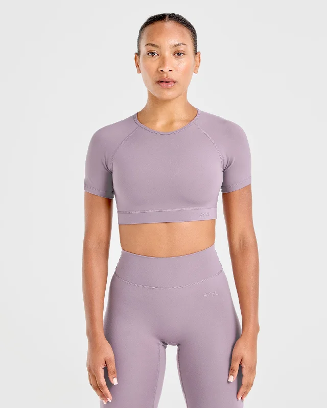 Staple Crop Top - Mauve Purple Crop Top Seamless Stretchy