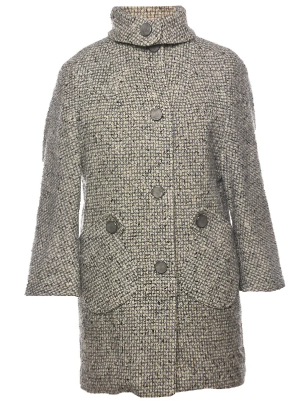 Single Breasted Wool Coat - M Fitted Loose Oversized