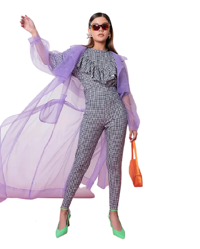 Lilac Tul Trench Coat Boat Shawl Notched