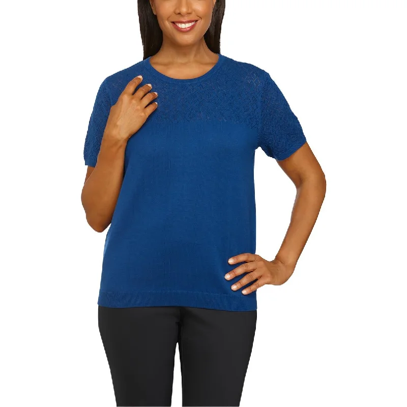 Alfred Dunner Womens Petites Textured Pullover Top Turtleneck Warm Pullover