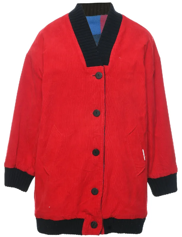 Corduroy Red Coat - L Fleece Down Feather