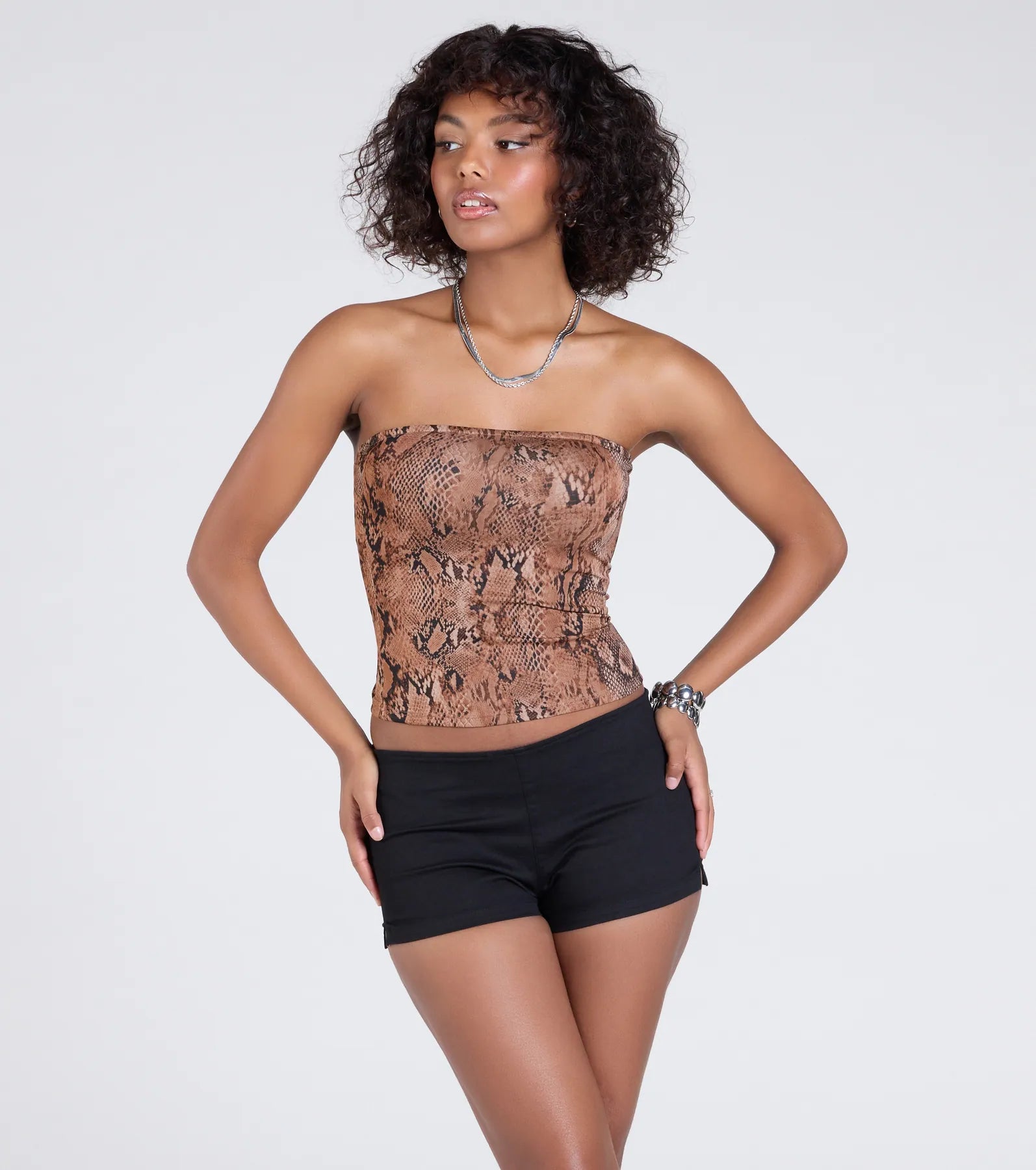 Wildly Charming Snake Print Crop Top Polka Dot Checkered Tartan