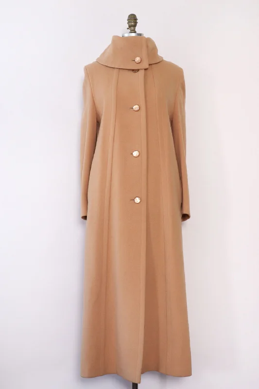 Pierre Cardin Camel Maxi Coat M/L Faux Fur Real Fur Shearling
