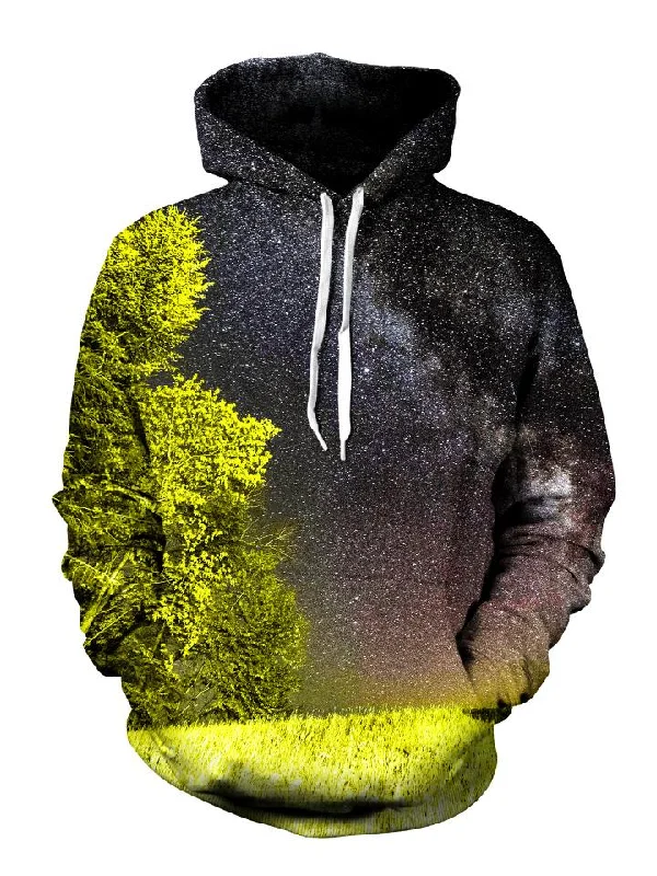 Bright Night Forest Galaxy Pullover Hoodie Hoodie with Ribbed Hem Stretchable Secure