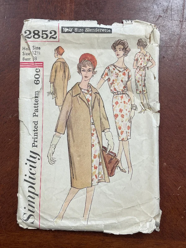 1960's Simplicity 2852 Pattern - Dress and Coat Jersey Tulle Batik