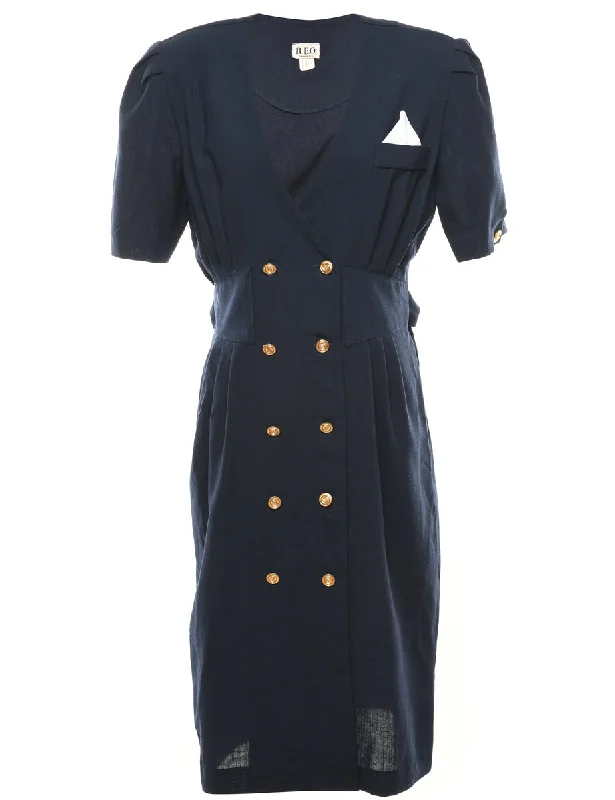 Navy Coat Dress - L Cape Coat Herringbone Coat Tweed Coat