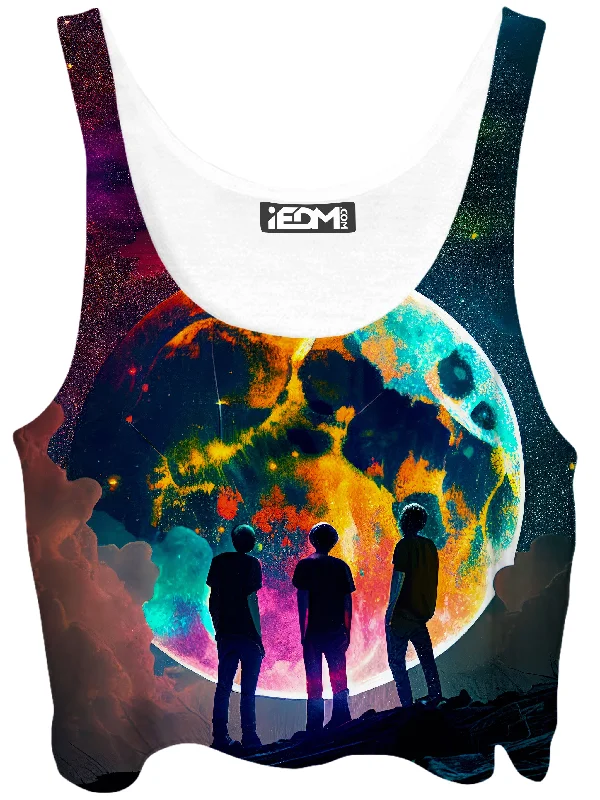 Lost In Space Crop Top Print Jacquard Patchwork