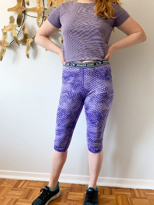 Champion Power Core Purple Workout Capri Leggings - Large Trendy Cold Weather Tights