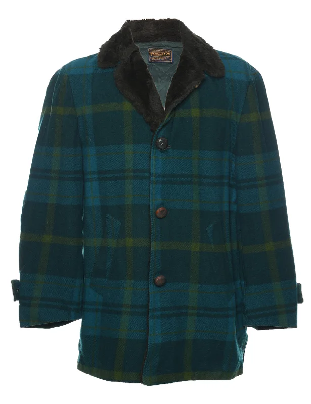 Checked Pendleton Wool Coat - M Bomber Jacket Denim Jacket Leather Jacket