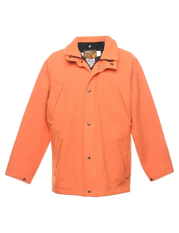 Orange Wool Coat - L Square Neck One-Shoulder Off-the-Shoulder