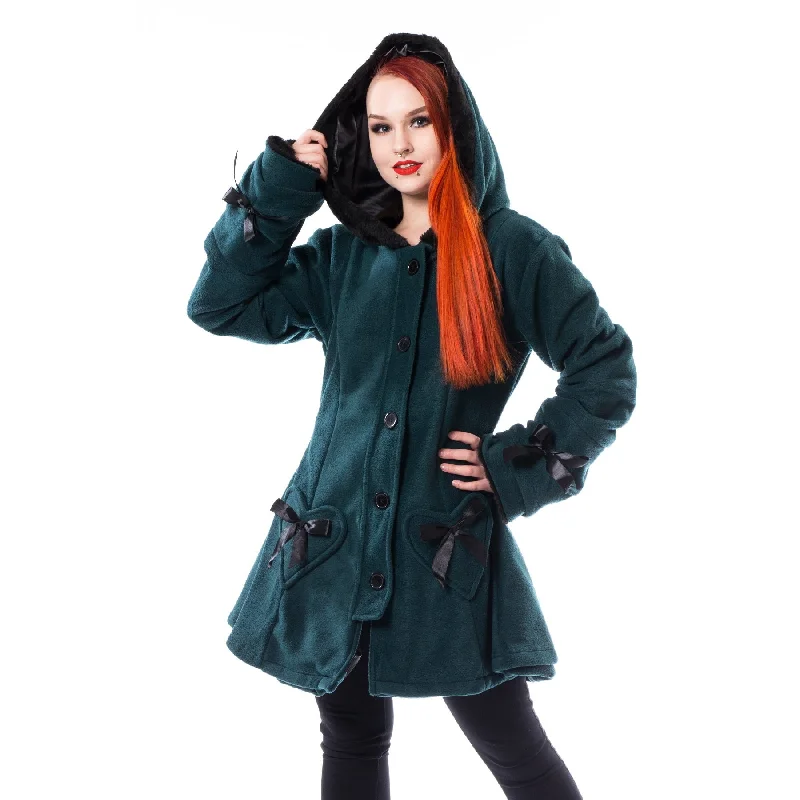 ALISON COAT - GREEN Welt Pockets Slit Pockets Flap Pockets