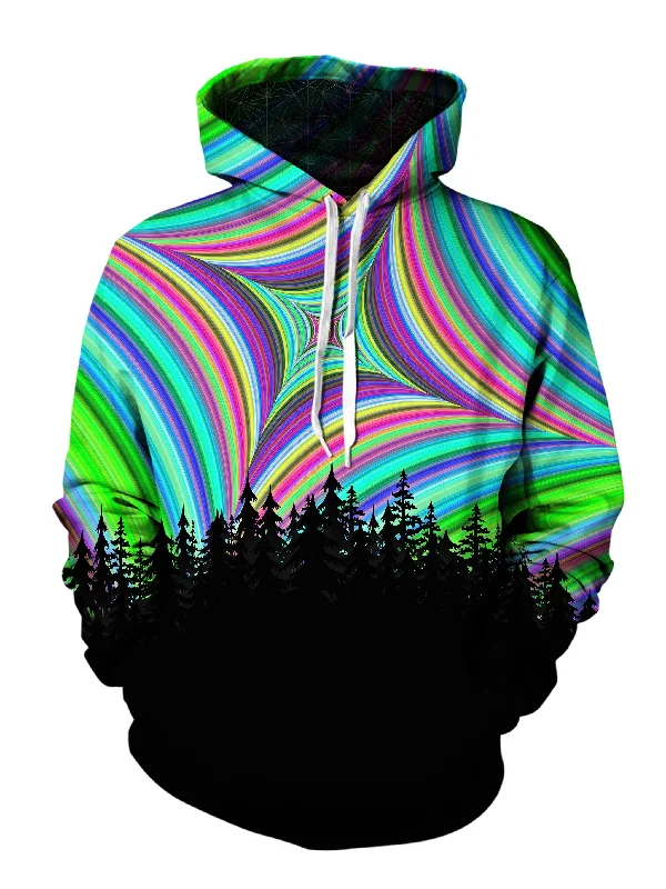Geometric Mandala Treeline Pullover Hoodie Hoodie with Hem Frayed Vintage Worn
