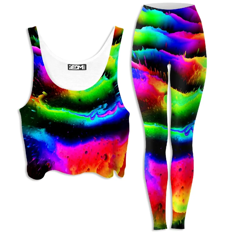 Intergalactic Rush Crop Top and Leggings Combo Zippered Front Buttoned Front Snap Front Intergalactic Rush Crop Top and Leggings Combo Zippered Front Buttoned Front Snap Front