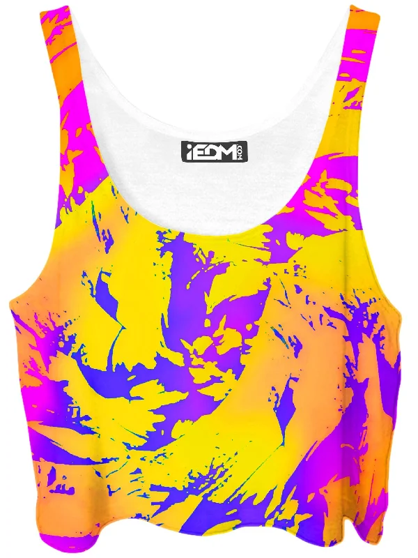 Tropical Ombre Paint Splatter Graffiti Crop Top Cotton Fabric Linen Fabric Terry Fabric Tropical Ombre Paint Splatter Graffiti Crop Top Cotton Fabric Linen Fabric Terry Fabric
