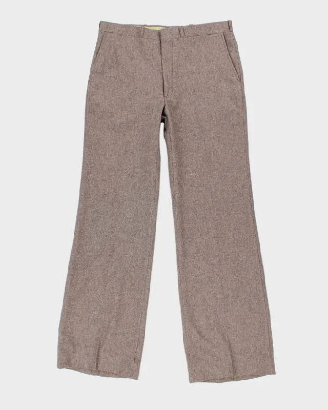 Womens Sandstone Colour Wool Trousers - M Trousers sophisticated sleek
