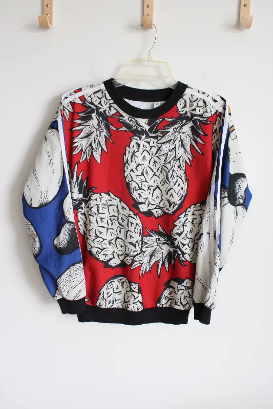 Adidas x Farm Rio Pullover All-Over Tropical Sweatshirt | XXS Asymmetrical Hem Sweater Adidas x Farm Rio Pullover All-Over Tropical Sweatshirt | XXS Asymmetrical Hem Sweater
