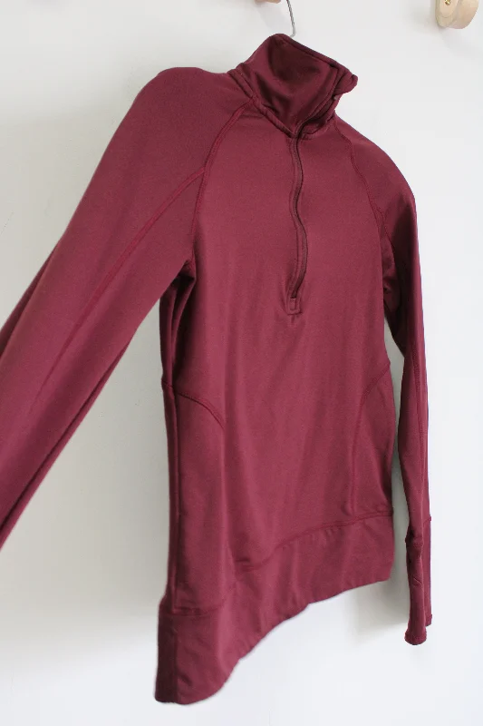 Mondetta Maroon 1/4 Zip Pullover Top | XS Blouson Sleeve Pullover