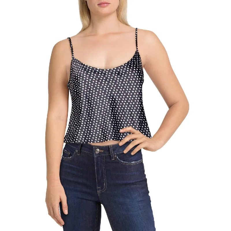 Aqua Womens Polka Dot Short Crop Top Striped Floral Plaid