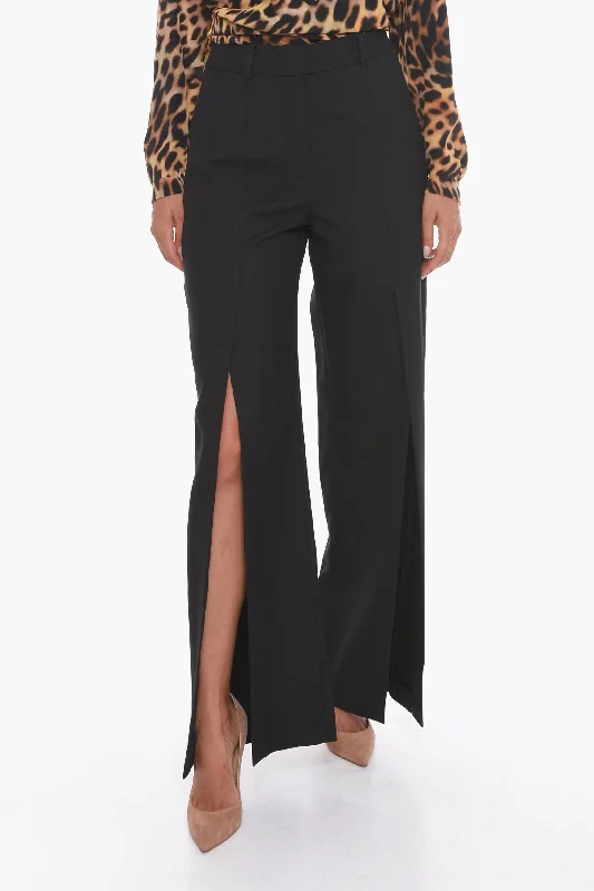 Burberry Wide-Leg Charlie Trousers With Front Slits Trousers Sale Discount