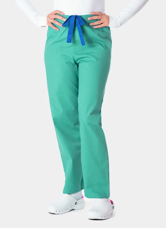Budget Scrub Trousers - Mid Green Trousers Plaid Checkered