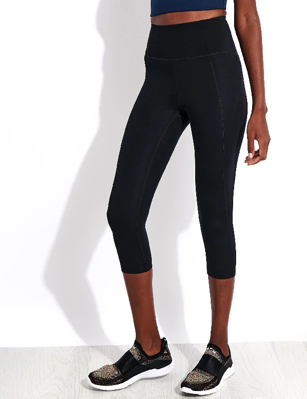 Compressive High Waisted Capri Legging - Black Comfortable Slim Fit Leggings