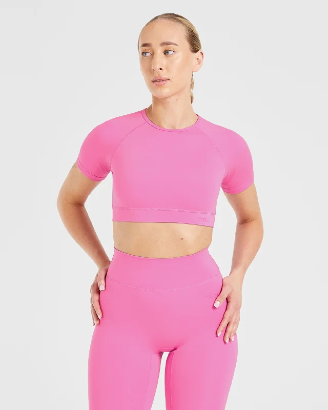Staple Crop Top - Summer Pink Fleece Nylon Spandex