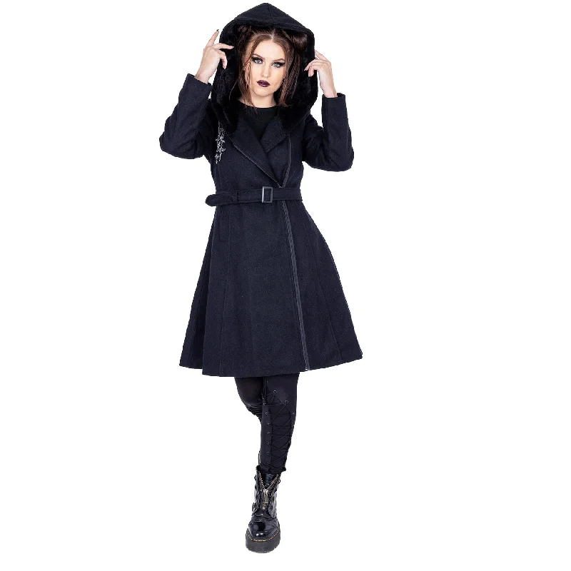 NERIO COAT - BLACK Houndstooth Jacket Shearling Jacket Fleece Jacket