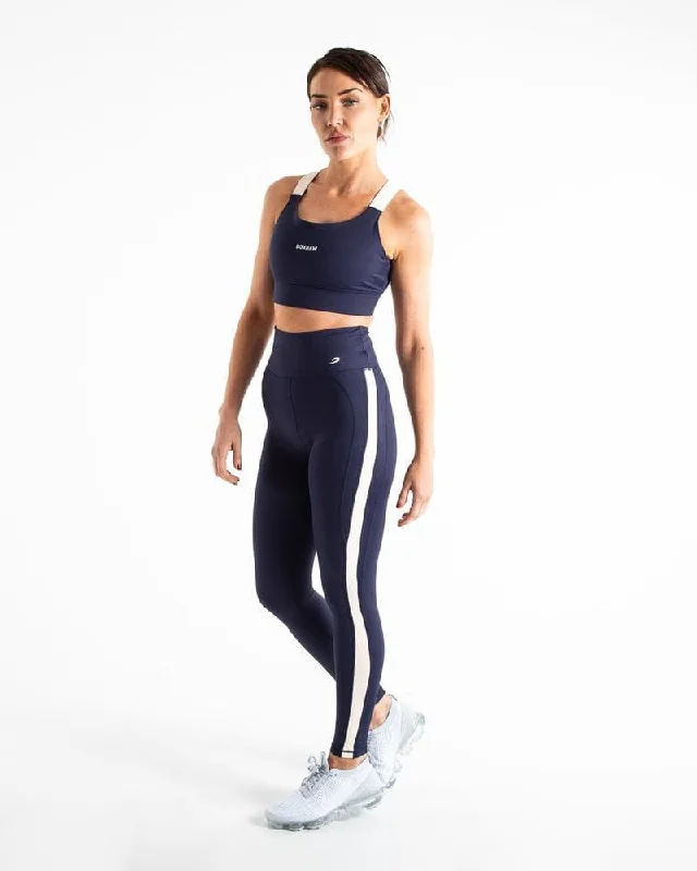 ALICIA LEGGINGS - NAVY Comfortable Ribbed Waistband Leggings