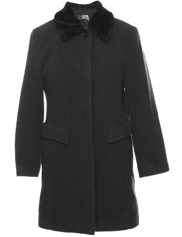 Single Breasted Wool Coat - S Welt Pockets Slit Pockets Flap Pockets