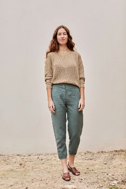 Faren Linen Trousers Aquamarine Blue Trousers Exclusive Limited